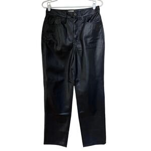 Madewell NEW The Perfect Vintage Straight Jean Black Faux Leather Womens 27 US 4